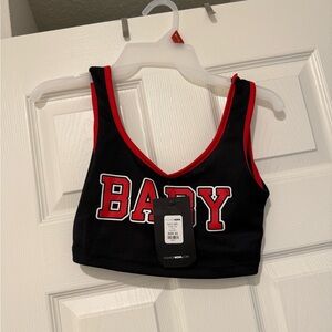 Fashion Nova Black and Red Crop Top